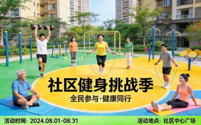 社区互动与健身挑战活动宣传图